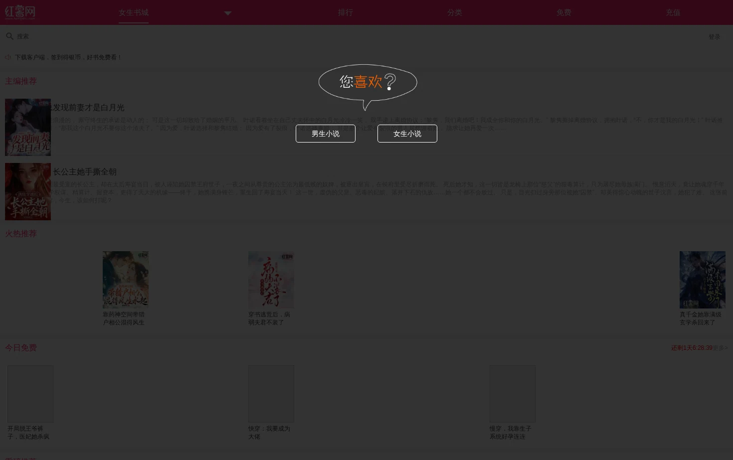 红薯中文网 页面快照
